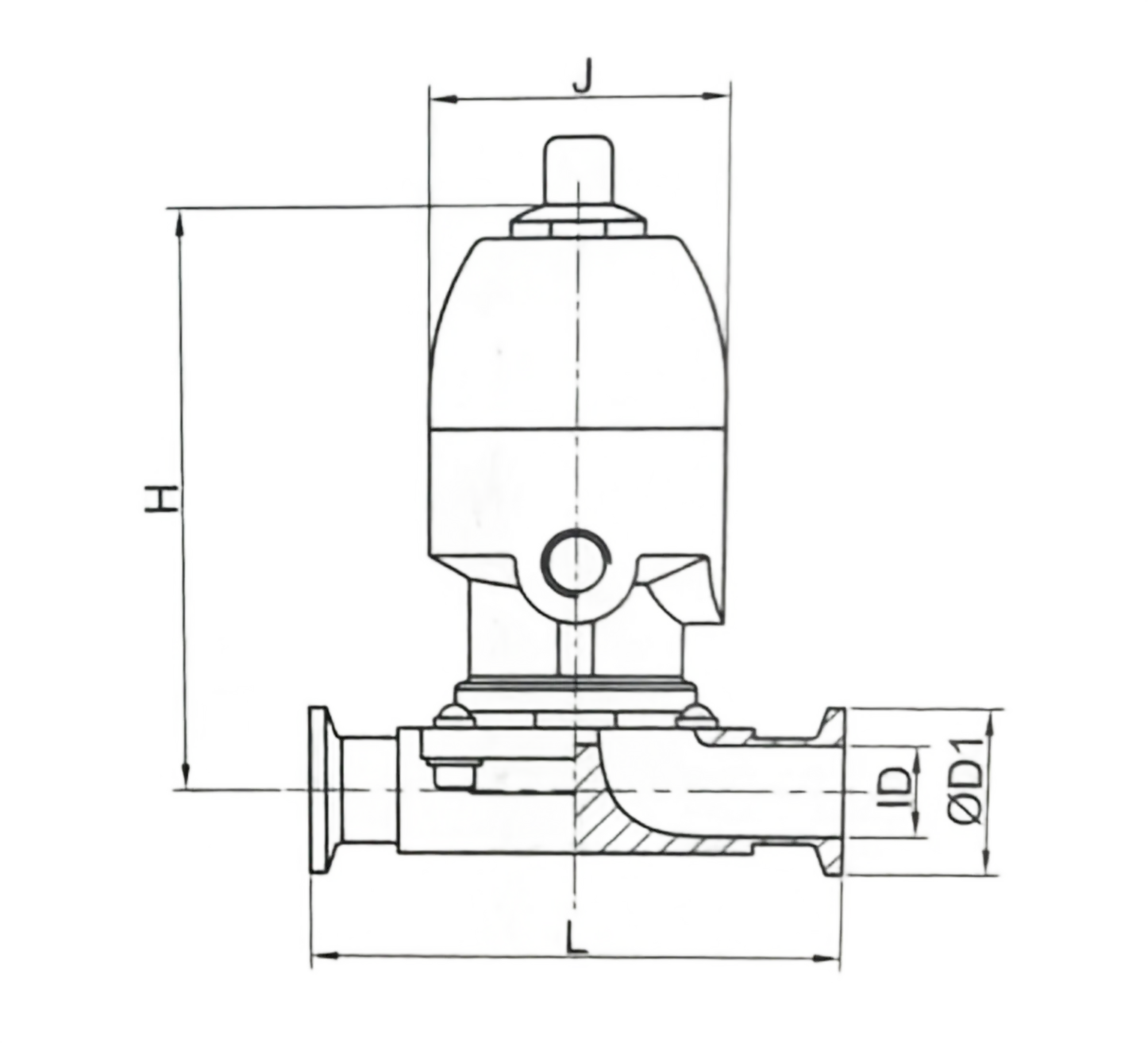 hygienic-pneumatic-quick-install-diaphragm-valve-outline