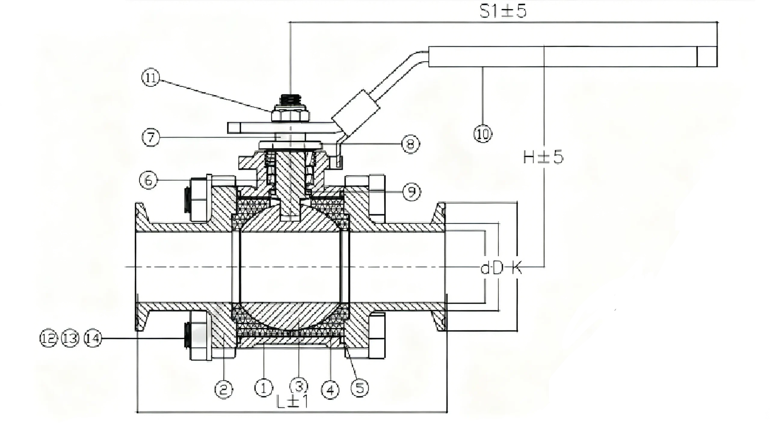 hygienic-three-piece-clamp-type-ball-valve-outline