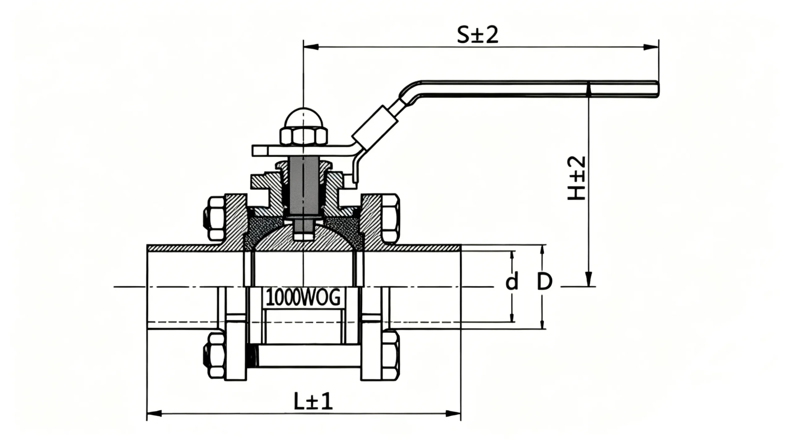 welded-three-piece-full-enclosure-ball-valve-outline